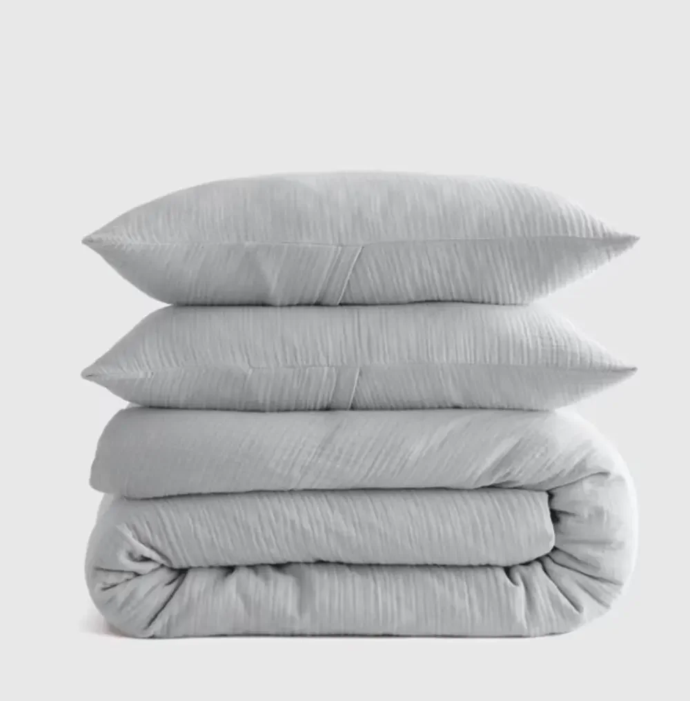 NEW Quince 100% Organic KING Cotton Airy Gauze Duvet Cover + Shams  MIST